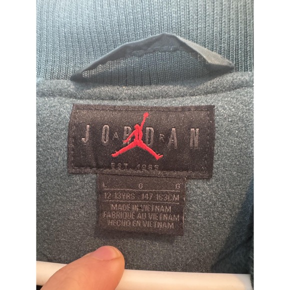 Jordan Jacket Boys Large 12-13Y Green Varsity Letterman Bomber Snap Front - Picture 7 of 9